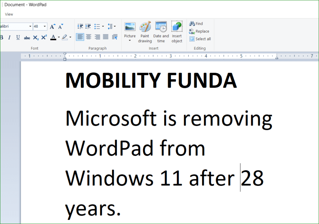 Microsoft is removing WordPad from Windows11 after 28 years